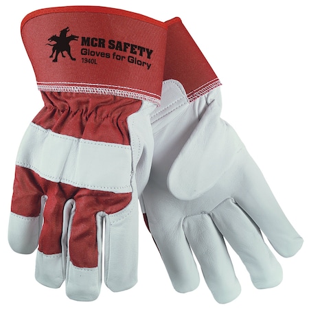 Mcr Safety Gloves, Grain Goat Lthr Palm Safety Cuff M, 12PK 1940M